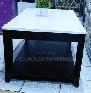 Modern Design - Julz Centre Coffee Table - Black/ White (Teak Finish)