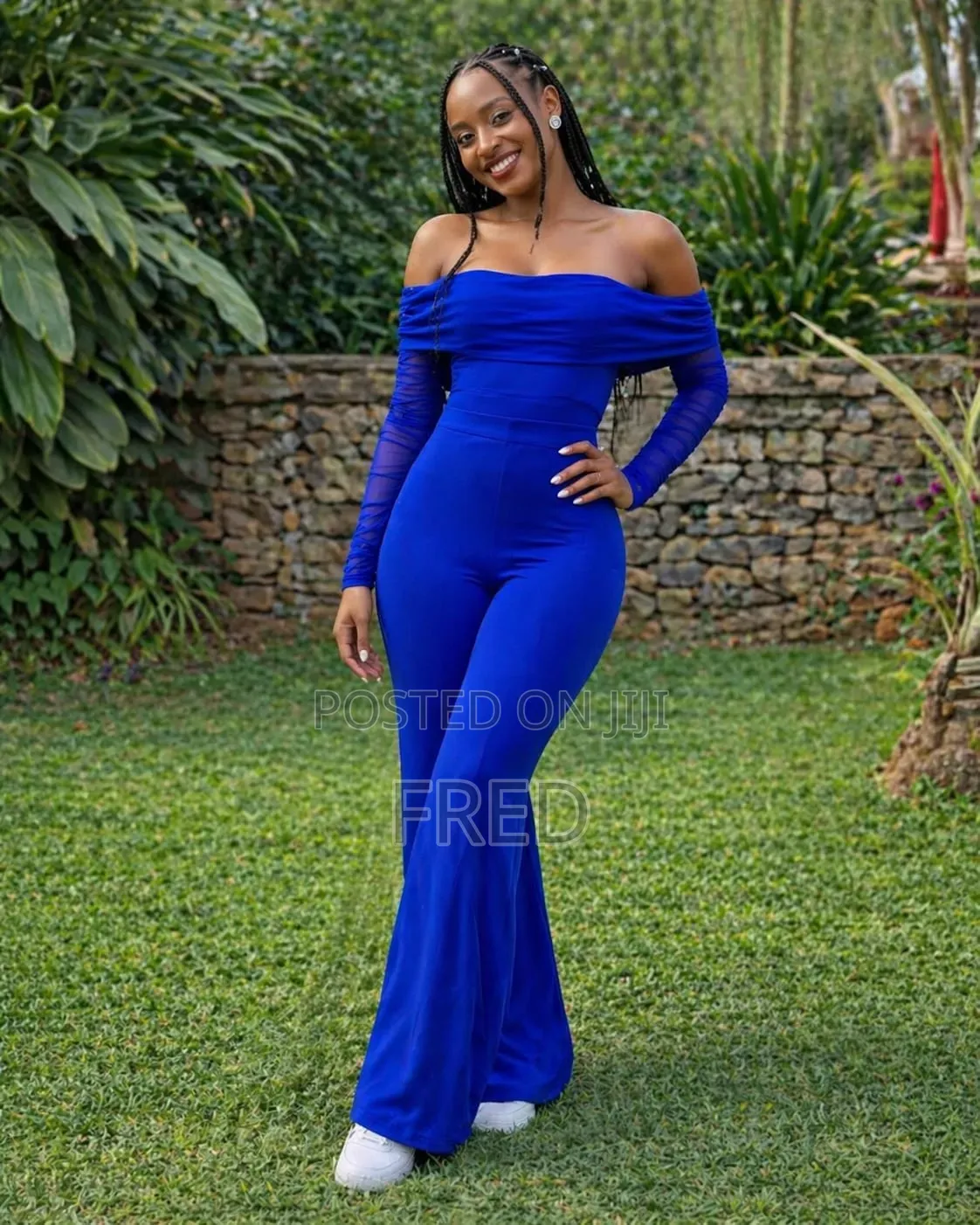 Off Shoulder Mesh Jumpsuit