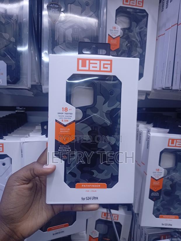 Samsung Galaxy S24 Ultra in a Blue Camouflage Pattern Cover