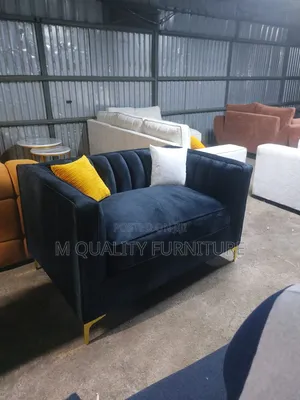 Chic Black Fabric Sofa