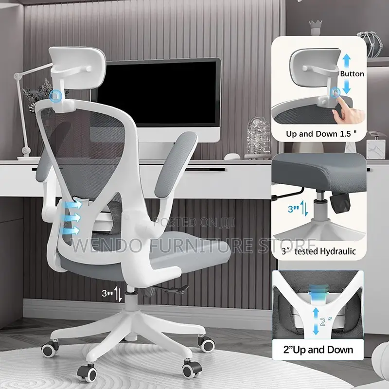 Office Chairs; Orthopedic High Backrest Office Chair With Flip Up Arms