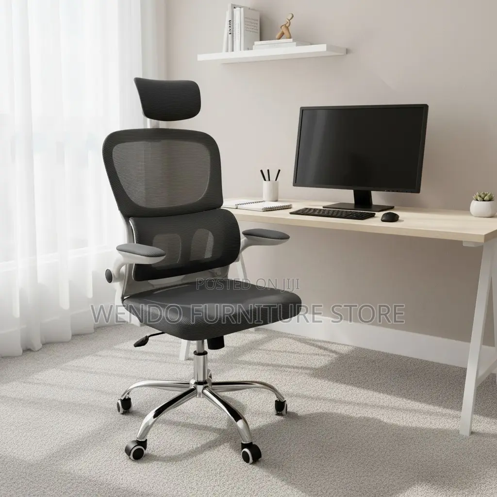 Office Chairs; Orthopedic High Backrest Office Chair With Flip Up Arms