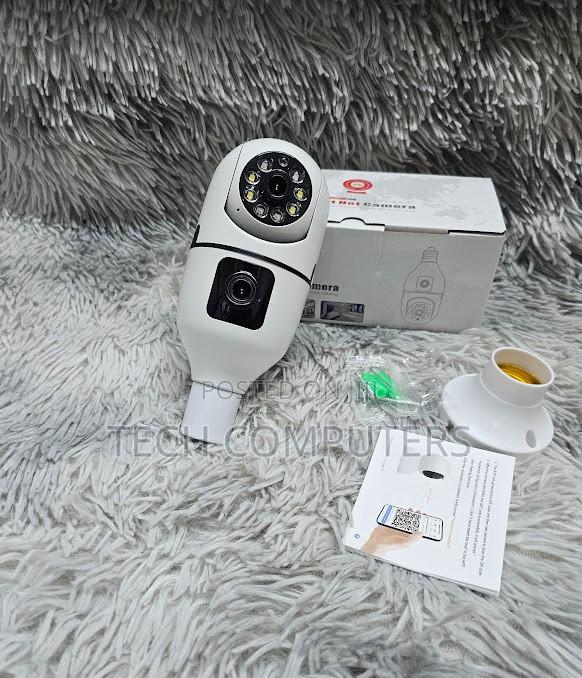 Wireless Bulb Camera Dual Lens PTZ CCTV Motion Detection Auto Tracking