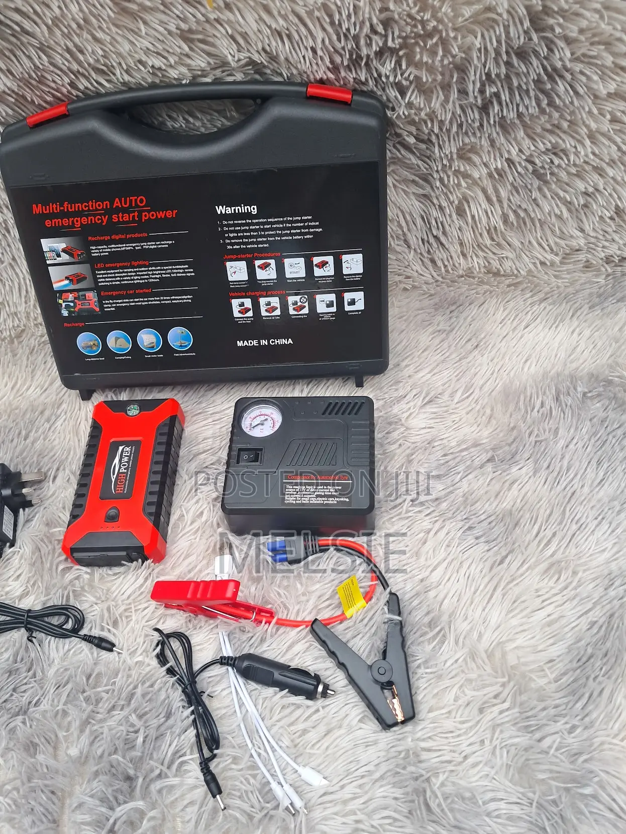 Portable 12v Car Jump Starter Power Bank With Air Compressor