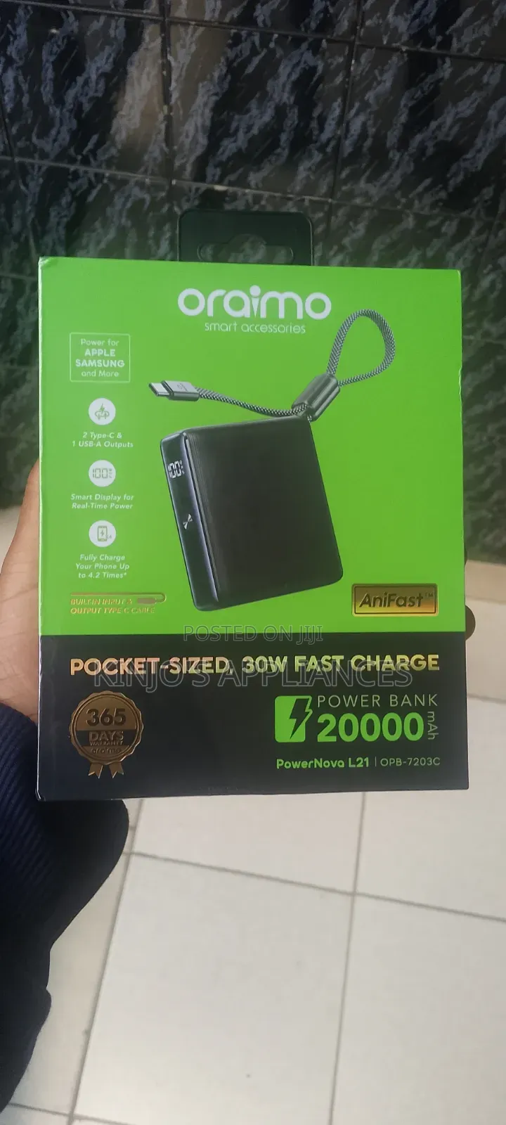 Oraimo Powernova L21 Opb-7203c *30w 20000mah* Fast Charging Power Bank
