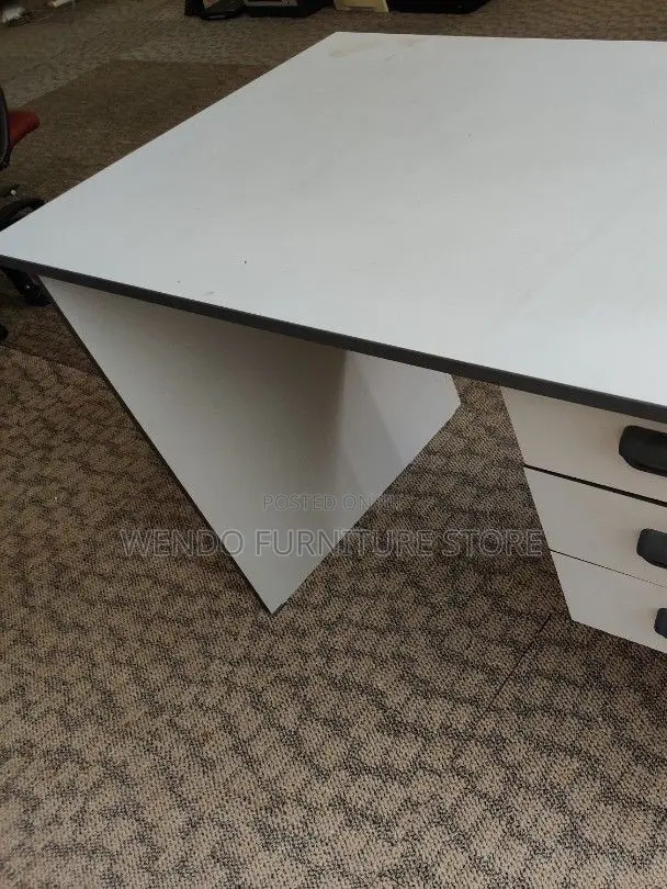 Office Desk; 0.9 Meters Office Clerical White Polished Table