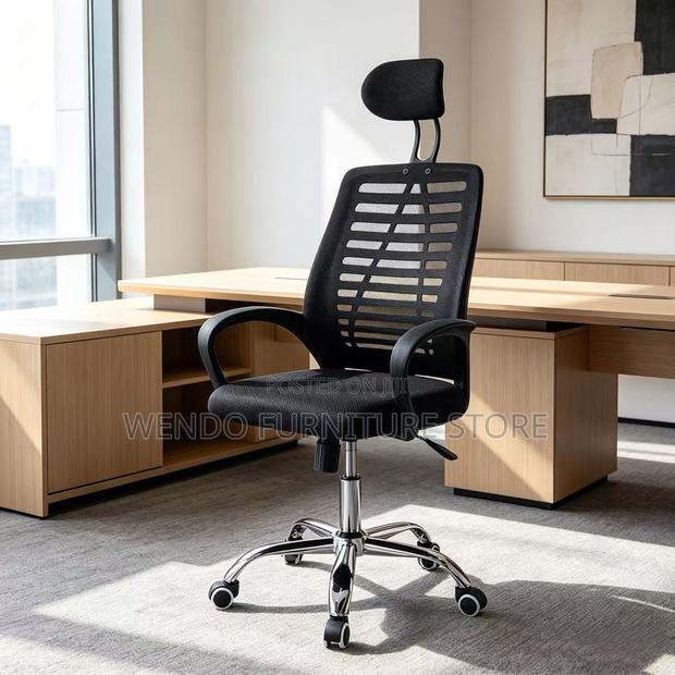 Office Chairs; Headrest Ergonomic Black Design Office Chairs - main view