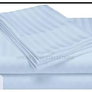 2 White Stripped Bedsheets With 2 Pillow Cases