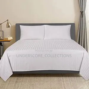 Cotton Stripped *White* Bedsheets *2* Bedsheets *2* Pillowcases