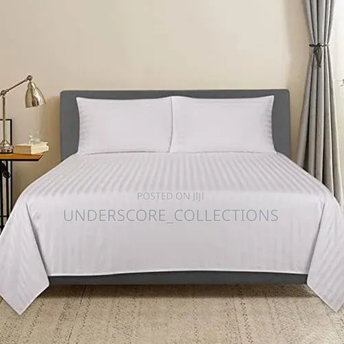 Cotton Stripped *White* Bedsheets *2* Bedsheets *2* Pillowcases