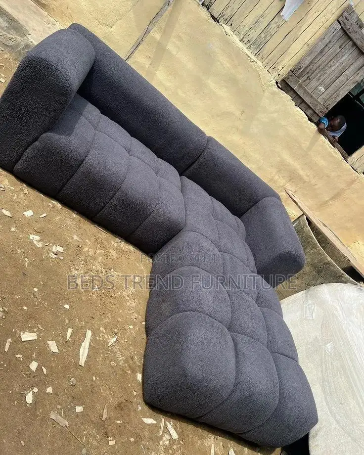 6 Seater Dark Gray L-Shaped Bubble Sofa