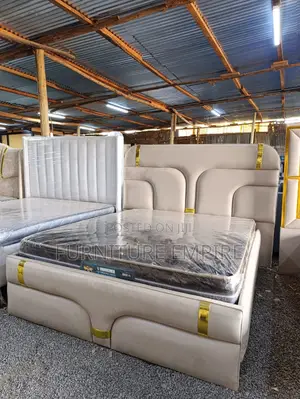 Beige Upholstered Bed Frame