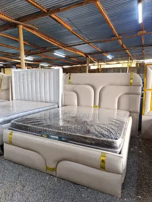 Beige Upholstered Bed Frame