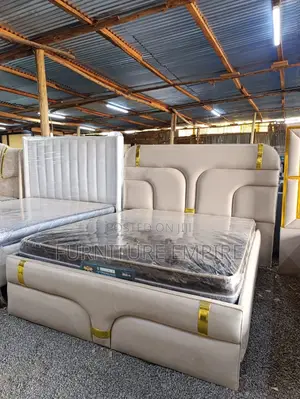 Beige Upholstered Bed Frame