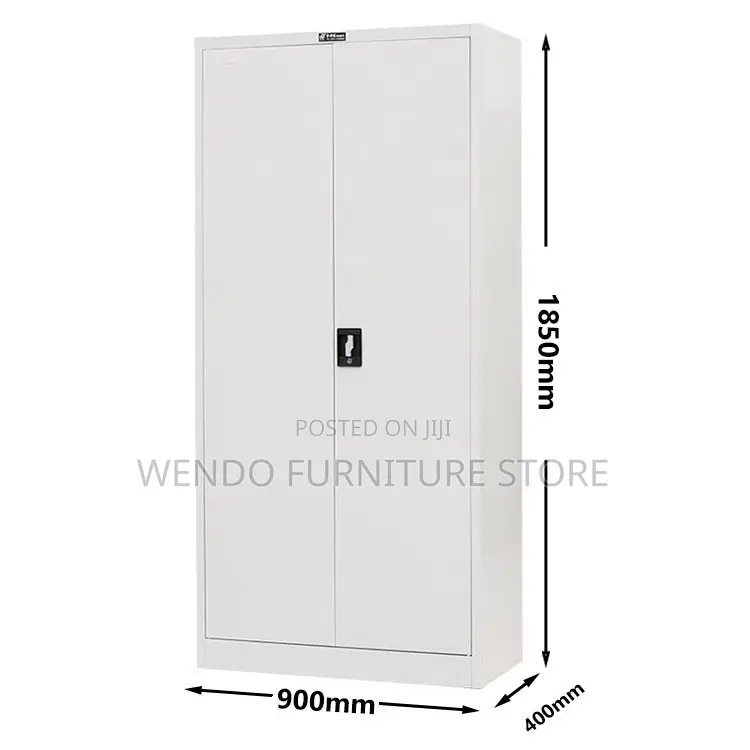 Office Cabinet; White- Grey Colored Cabinet With Adjustable Shelves