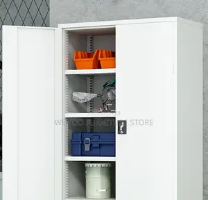 Office Cabinet; White- Grey Colored Cabinet With Adjustable Shelves
