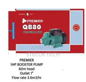 Premier 1hp Booster Pump 60m Head Outlet 1" Flow Rate 3.6m3/Hr