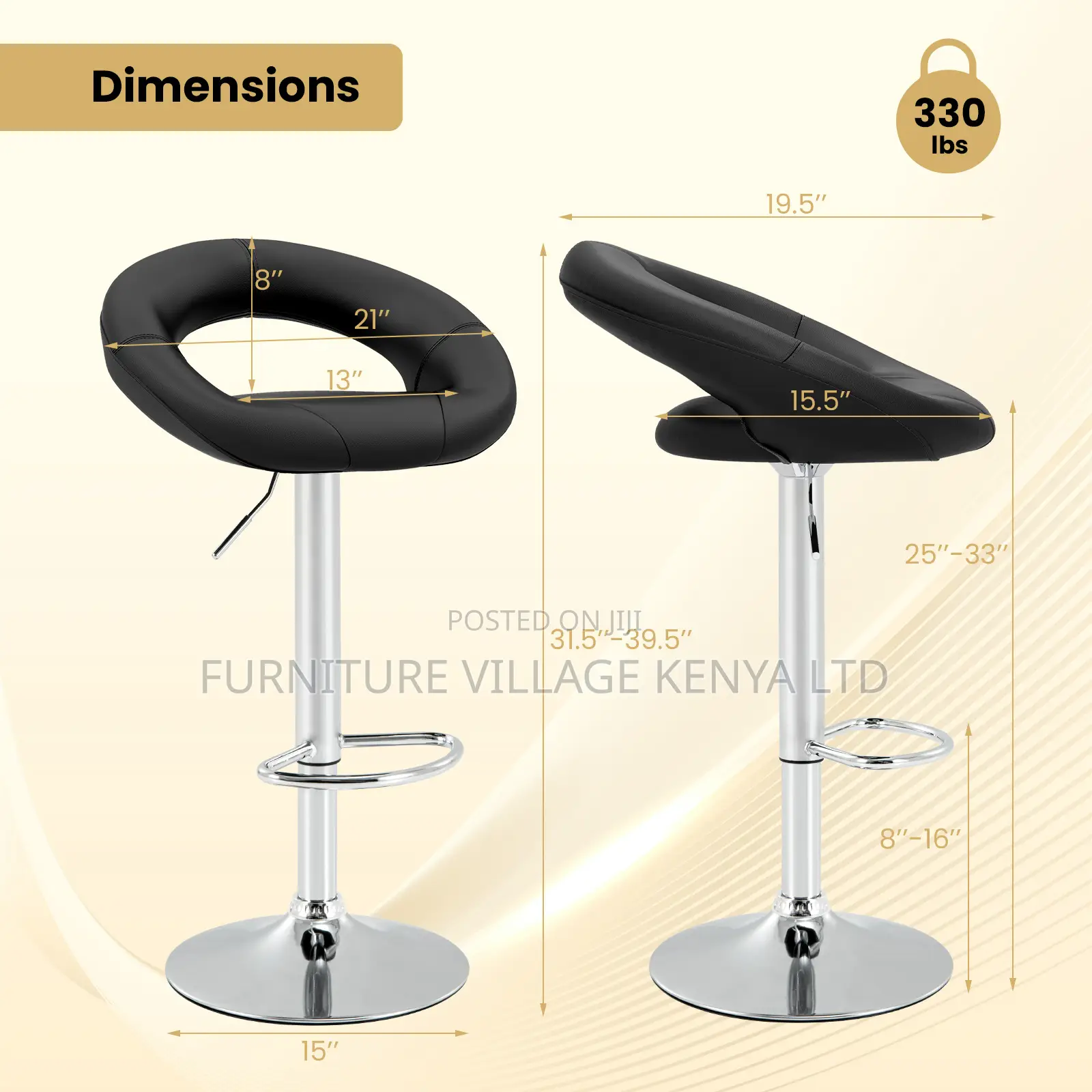 Adjustable Leather Barstool.