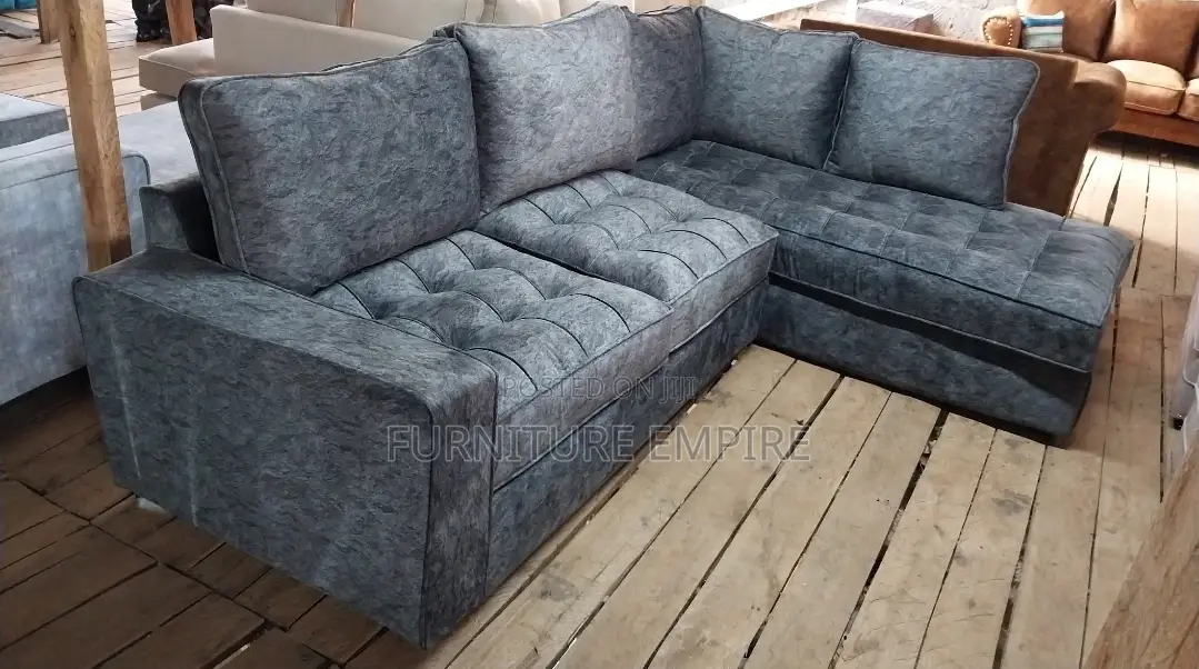 Grey Tufted Sofa Set