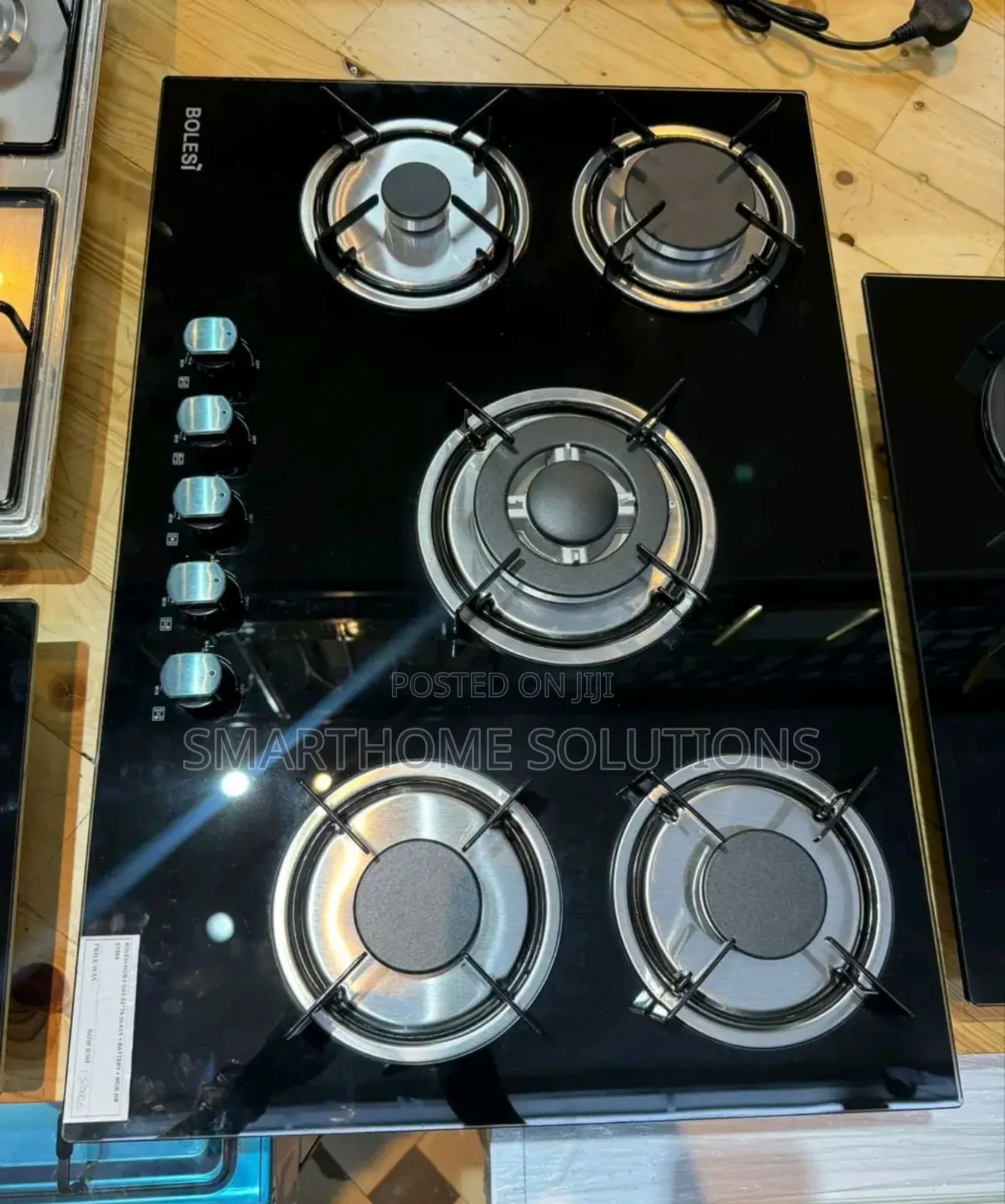 Bolesi Inbuilt 5 Burner Full Gas Tampared Glass Cooker