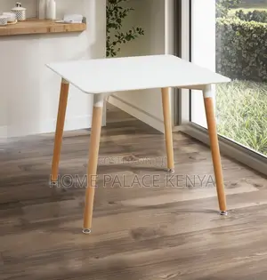 Dining Table: Square Dining Table With Glossy Finish and Wooden Legs