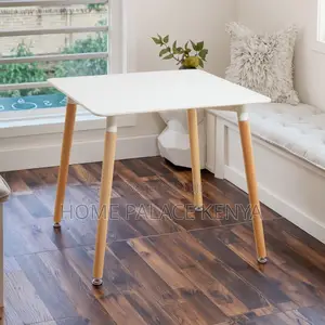Dining Table: Square Dining Table With Glossy Finish and Wooden Legs
