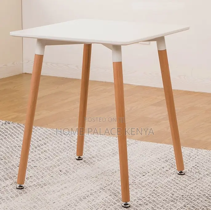 Dining Table: Square Dining Table With Glossy Finish and Wooden Legs
