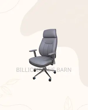 Comfortable Grey Executive Leather Office Chair Chrome Base Best Price