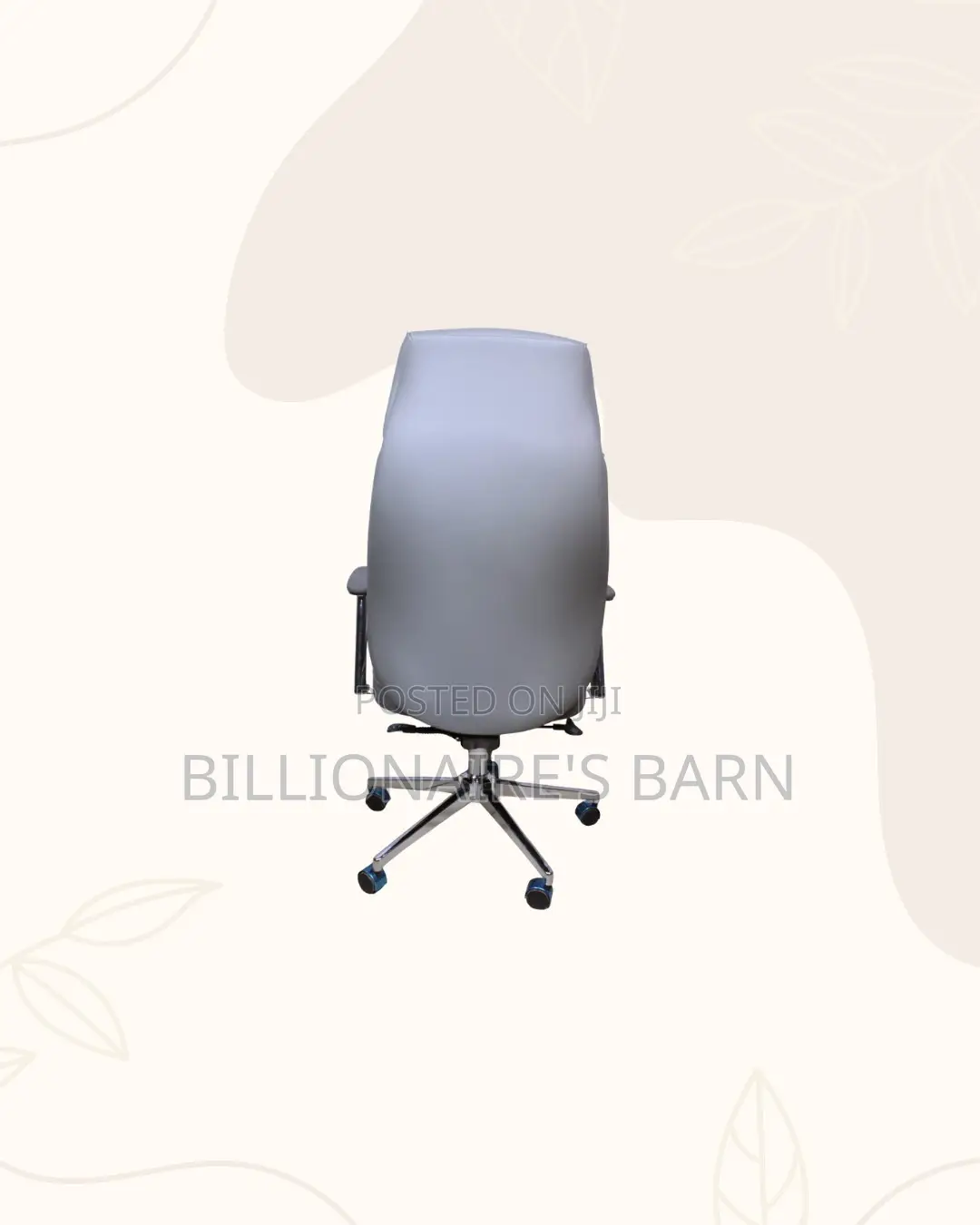 Comfortable Grey Executive Leather Office Chair Chrome Base Best Price