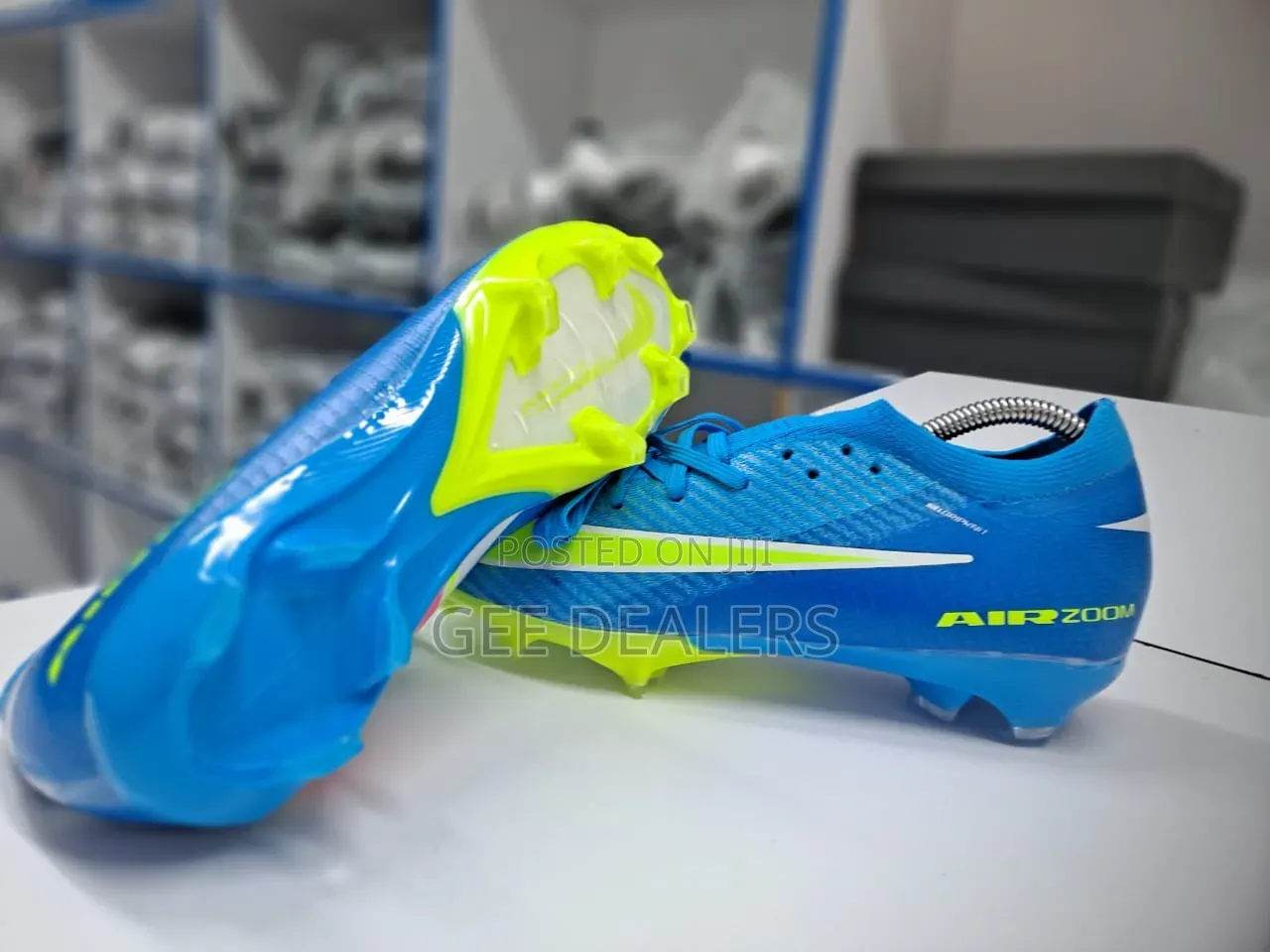 Mbappe Blue Soccer Boots, Air Zoom Football Boots