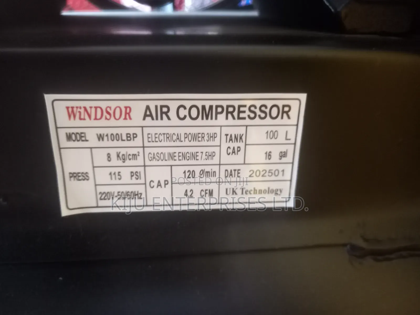100l Windsor Air Compressor – 3hp Electric Motor 7.5hp Petrol Engine