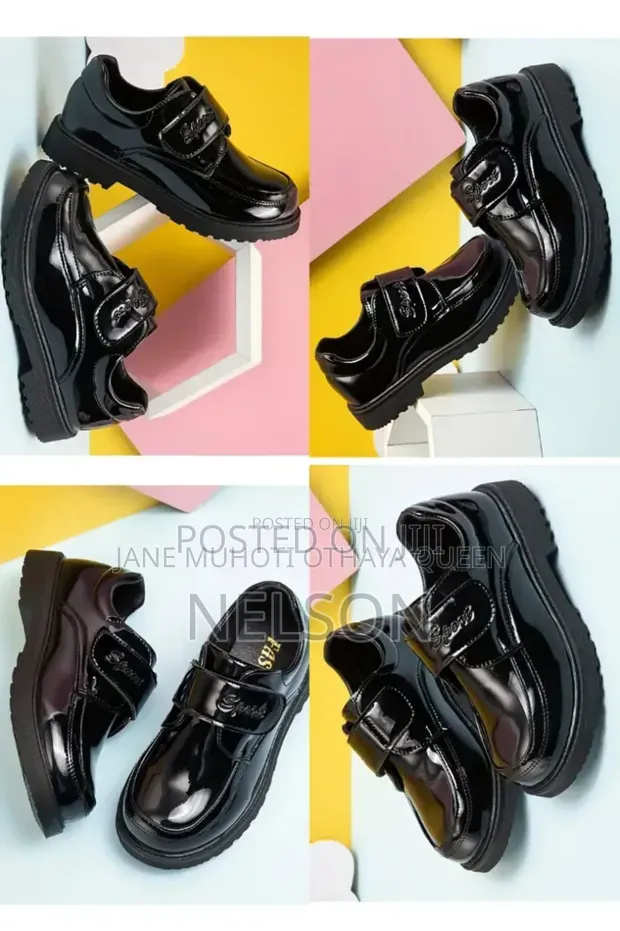 Trendy Unisex Black Oxford Leather