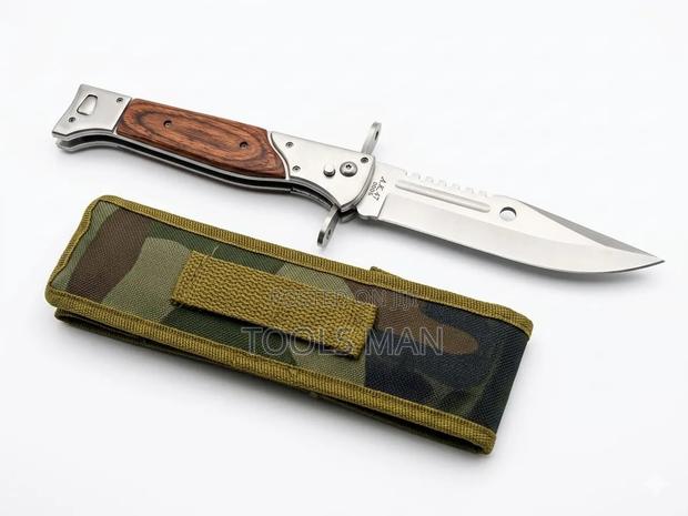 Ak-47 0005 Folding Pocket Knife With Camo Pouch.