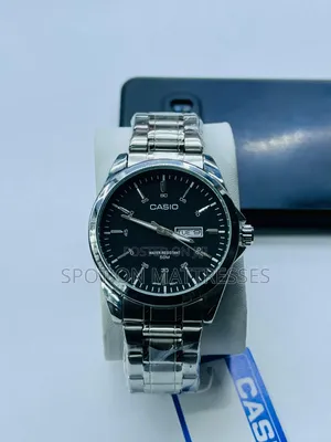 Casio Watches for Men. Stainless Steel. Luminous Hands. Date Window.