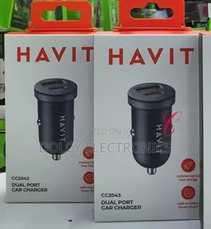 Havit Cc2043 30w Type C Usb Dual Port Car Charger.