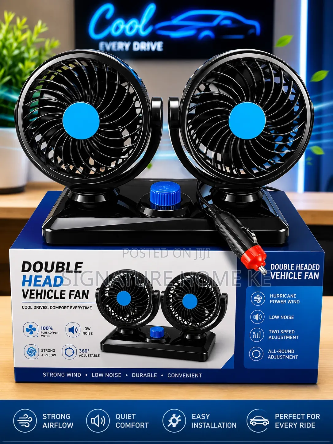 Double Head Vehicle Fan
