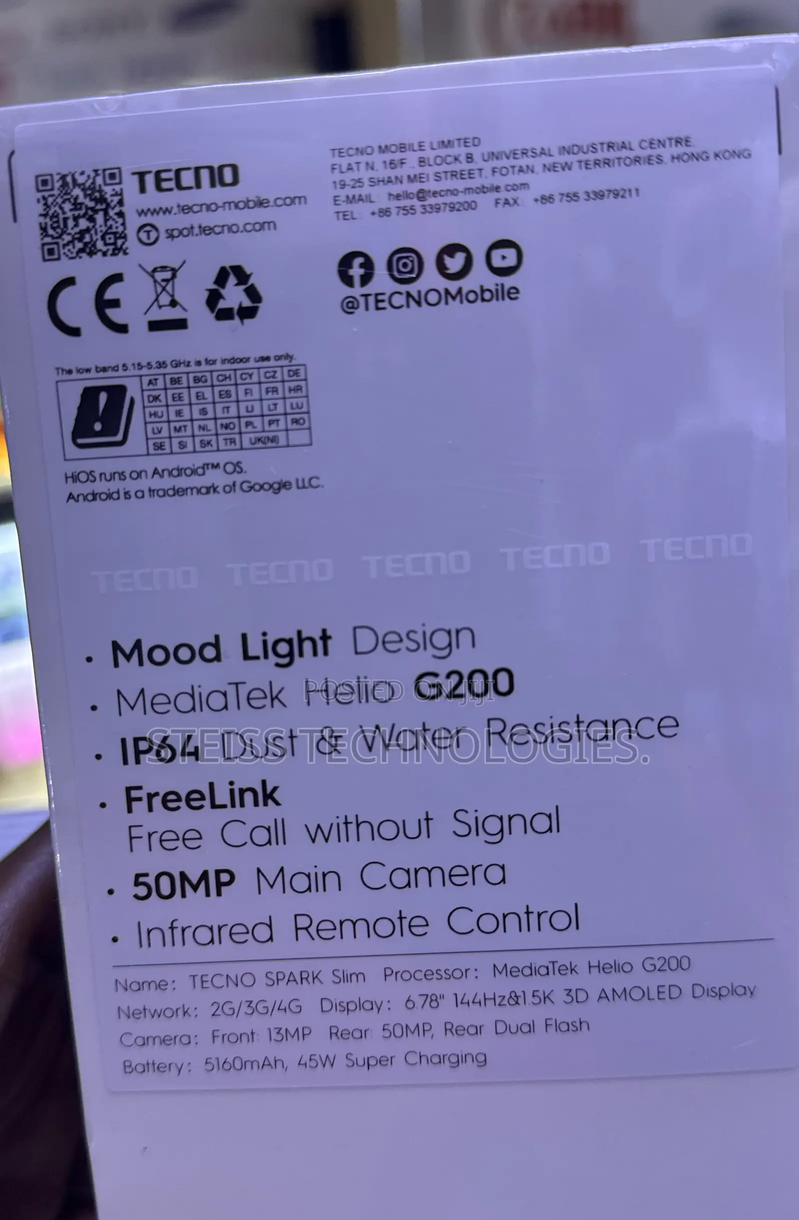 New Tecno Spark Slim 256 GB Black