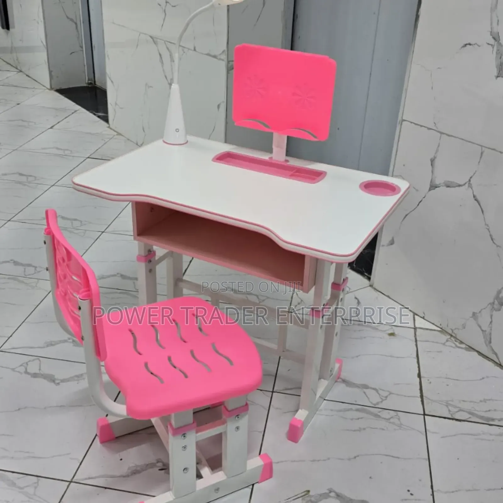 Kids Study Desk Chair Set With Led Lamp