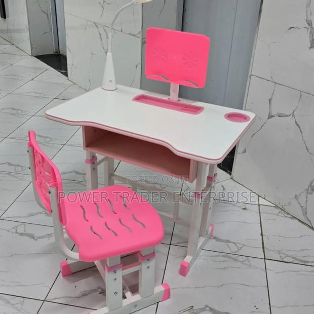 Kids Study Desk Chair Set With Led Lamp