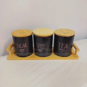 Tea Set Cannister With Bamboo Tray