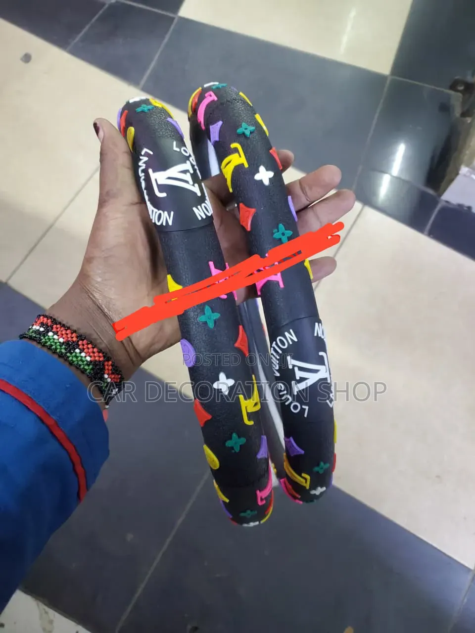 Multicolored Ionic Louis Vuitton Steering Wheel Cover