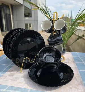 18pcs All Black Ceramic Dinnerset