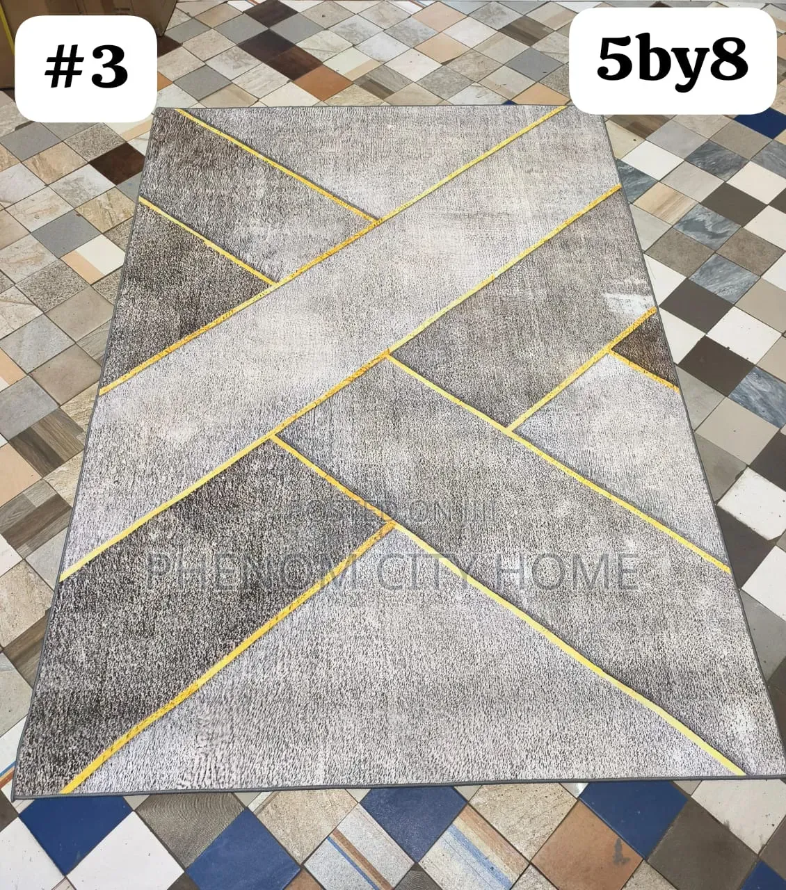 Modern Grey Themed Patterned Carpet