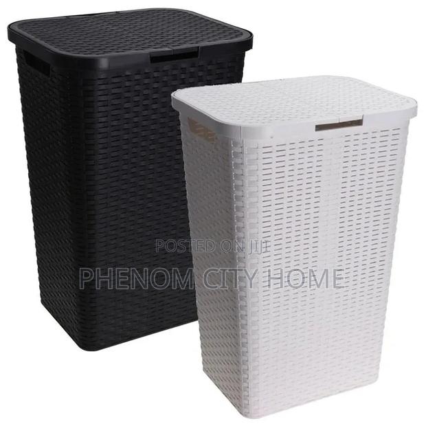 White Plastic Laundry Basket - thumbnail 2