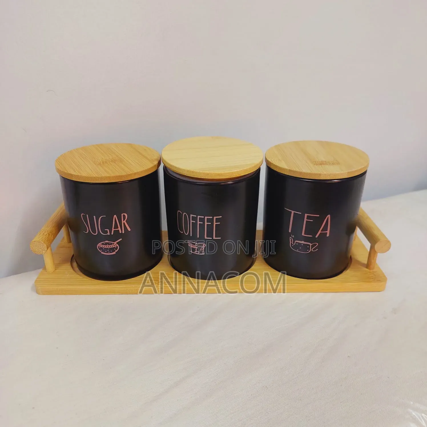 Tea Set Cannister With Bamboo Tray