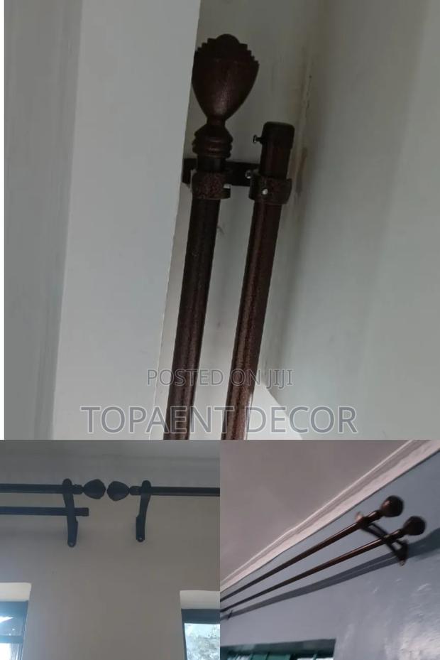 Double Sets for Curtain and Sheer Powder Coated Window Curtain Rods