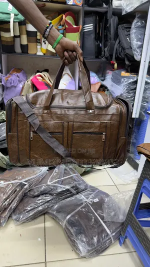 Dark Brown Leather Travelling Bags With Multi Pockets