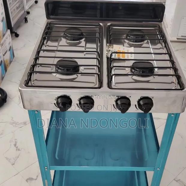 Rebune Four Burner Standing Gas Stove With Shelves