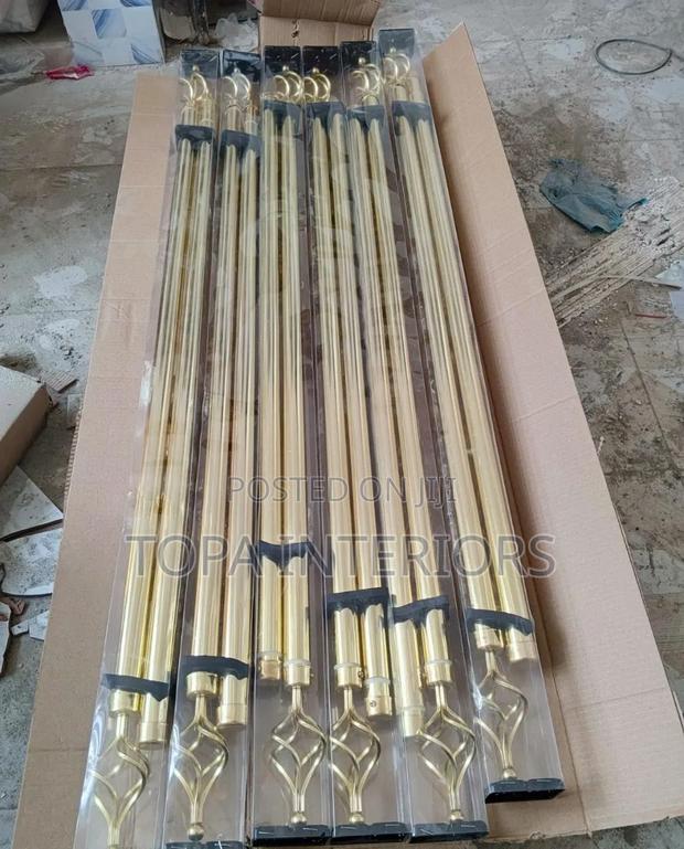 Gold Telescopic Adjustable 2m Double Curtain Rod for Doors and Windows