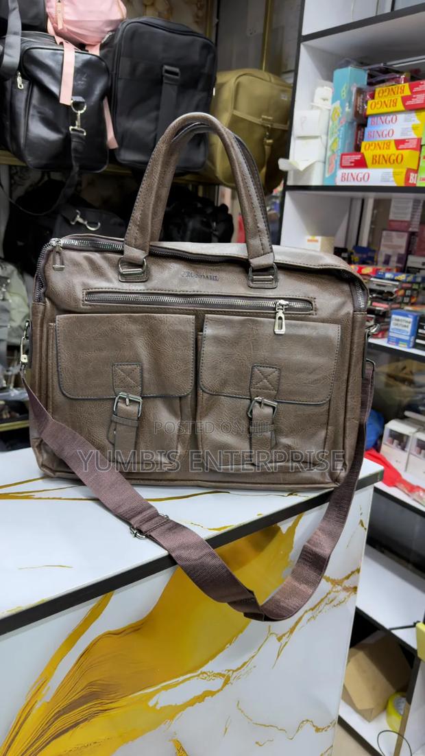 Leather Shoulder Laptop Bags With Multi Pockets at the Front - thumbnail 2